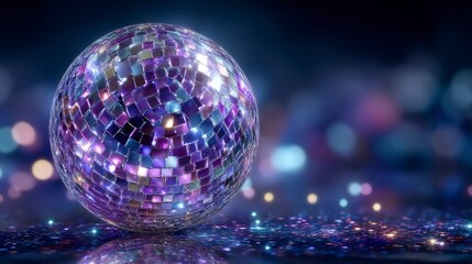 Disco Ball  Glittering Purple  Neon  Nightclub  Party  Festive  Celebration  Reflecting  S