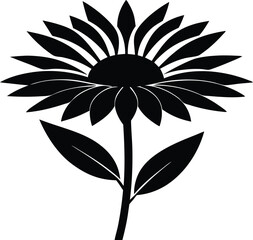 Coneflower purple flower silhouette, A Rudbeckia flower vector silhouette, Coneflower Vector clipart illustration design. 