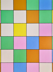 Background of colorful checkered ceramic tile pattern. Colorful checkered pattern for decoration. Colorful checkered pattern design with bright colors gives a cheerful and dynamic impression.