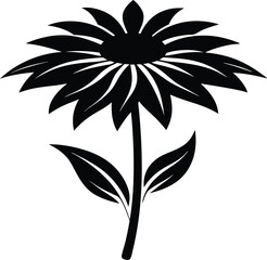 Coneflower purple flower silhouette, A Rudbeckia flower vector silhouette, Coneflower Vector clipart illustration design. 