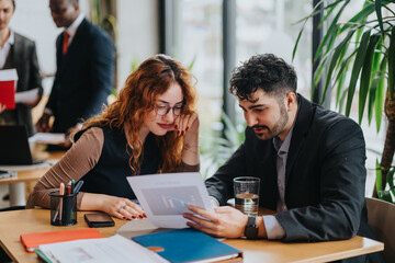 Professionals engage together in meaningful discussions at a co working space, surrounded by a...