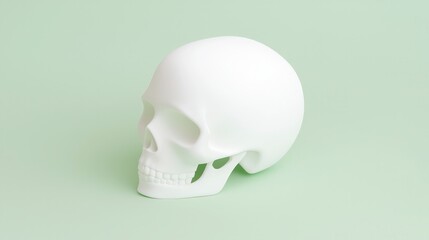 Fototapeta premium Minimalist White Skull Modern Art 3D Render Intrigue Mystery Decoration