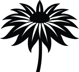 Coneflower purple flower silhouette, A Rudbeckia flower vector silhouette, Coneflower Vector clipart illustration design. 