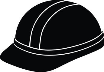 Construction helmet, safety helmet, hard hat, safety equipment silhouette icon vector illustration