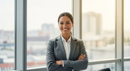 Sunny Ambition: Confident Professionals Achieving Goals in a Bright Office