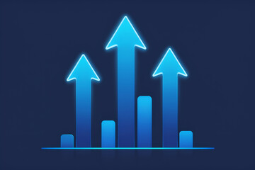 Ascending Bar Chart with Arrows: Growth, Success, and Business Progress