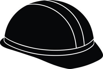 Construction helmet, safety helmet, hard hat, safety equipment silhouette icon vector illustration