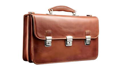 Vintage Style Brown Leather Briefcase isolated on white background
