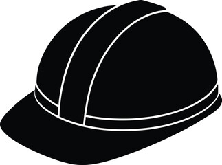 Construction helmet, safety helmet, hard hat, safety equipment silhouette icon vector illustration