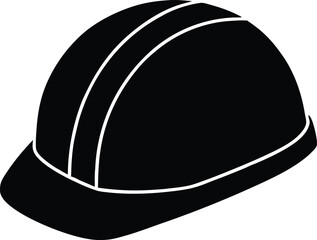Construction helmet, safety helmet, hard hat, safety equipment silhouette icon vector illustration