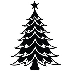 Obraz premium Elegant Christmas Tree Silhouette With Star, Festive Holiday Decoration