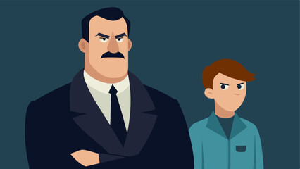 Detective Figure A seriouslooking detective stands next to the suspect arms crossed wearing a blazer. Their expression is focused and determined.