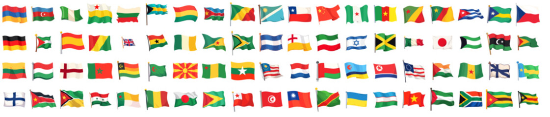 Collection of national flags arranged in a colorful pattern  