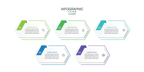 Business infographic template. 5 Step timeline journey. Process diagram, Infographic elements vector illustration.