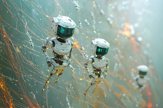 Small robots in futuristic environment