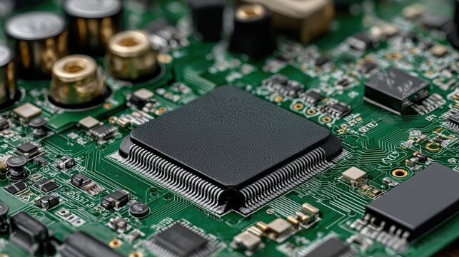 Dynamic circuit board animation with micro processor showcasing modern technology in a futuristic style