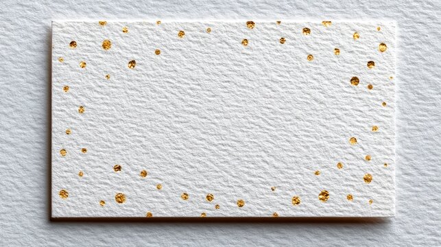 Elegant White Card with Gold Confetti  Festive Texture  Blank Space