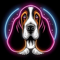 바셋 하운드, 네온사인 아트, jpeg (Basset Hound, neon sign art, jpeg)	
