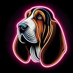 바셋 하운드, 네온사인 아트, jpeg (Basset Hound, neon sign art, jpeg)	
