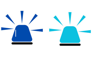 Two blue light emergency sirens. The first siren is dark blue and the second is lighter, each is symbolic and flashing.

