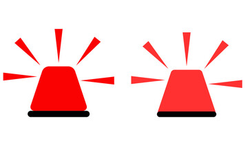 Two red light emergency sirens. Each is symbolic and flashing.

