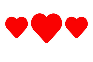 Three red hearts are aligned horizontally in the center of the image. Given the website context, these could represent likes or some sort of rating.

