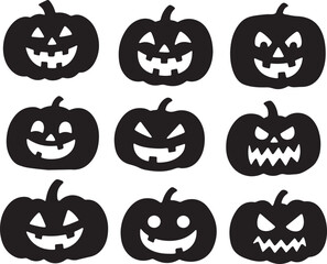 Obraz premium Halloween pumpkin set on white background