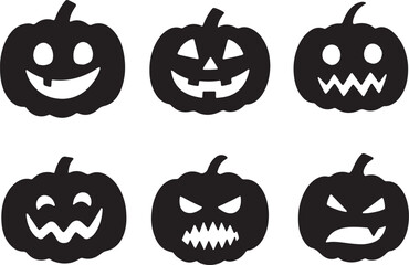 Obraz premium set of halloween Pumpkin silhouette vector, Funny pumpkin silhouette collection isolated on a white background