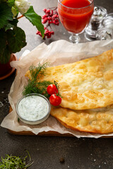 Cheese and meat homemadepastry cheburek