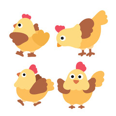 Cartoon Illustration a set of Chicken