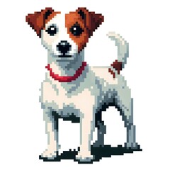 Fototapeta premium 흰 배경, 잭 러셀 테리어, 픽셀아트, jpeg (white background, Jack Russell Terrier, pixel art, jpeg) 