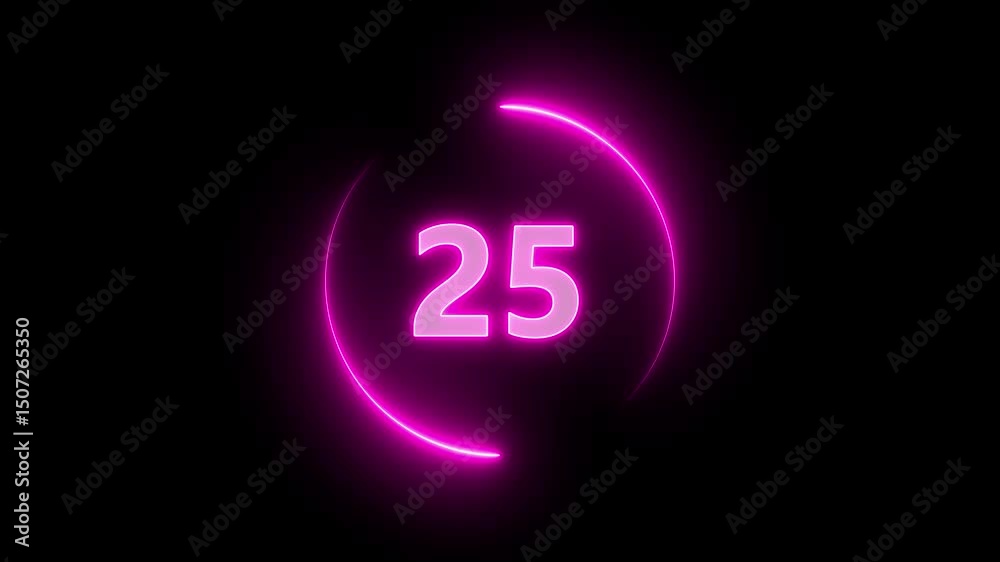 Wall mural 30 seconds countdown timer animation, 30-0 counting down seconds neon number