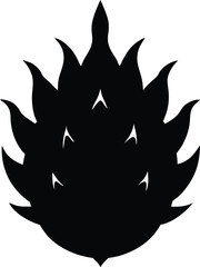 Dragon fruit silhouette vector, Dragon fruit black silhouette vector illustration