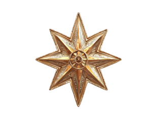 Ornate gold starburst emblem