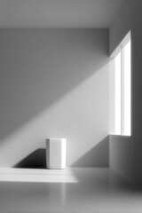 Obraz premium photorealistic depiction of ultraminimal empty room featuring single striking object as focal point