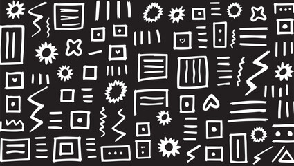 African Hand art ornament vector in white silhouette design.