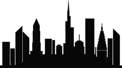 Obraz premium Dubai skyline silhouette, Dubai city skyline city buildings silhouette vector illustration
