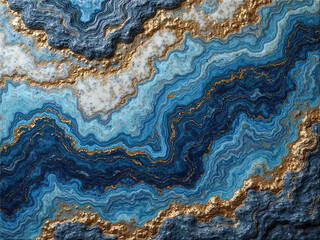 Abstract surface wallpaper made of shades of blue and gold. AI generated texture. High resolution wallpaper.