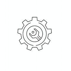 Gear and Wrench Icon - Technical Support and Maintenance Symbol