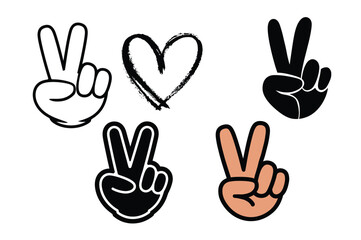 Peace Hand Sign Clipart Set