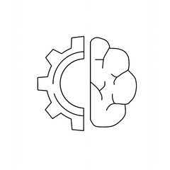 Brain and Gear Icon – Intelligence and Engineering Concept