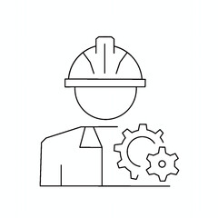 Engineer Icon – Technical Professional with Hard Hat and Gears
