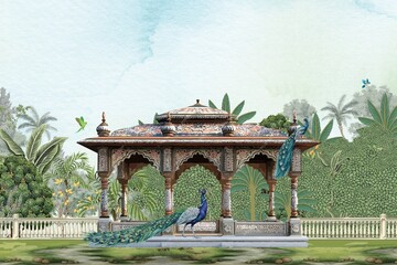 pichwai art background indian wallpaper design © dinesh