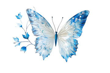 Fototapeta premium Delicate blue butterfly with floral accents