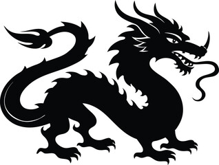 Chinese dragon silhouette, Silhouette chinese dragon vector illustration