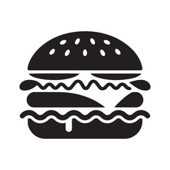 Stacked burger vector. Burger silhouette. Hamburger symbol