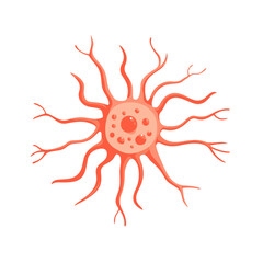 Isolated Vector Illustration of a Neuron Cell Body and Branching Dendrites on White Background