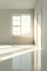 Fototapeta premium photorealistic depiction of ultraminimal empty room featuring single striking object as focal point