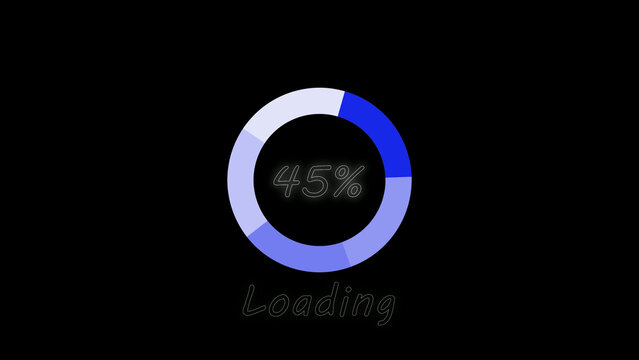 Blue Loading Ring with Forty Five Percent Complete on a Black Background Illustration