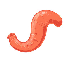 Pixel Art Illustration of a Shrimp with a Light Pink Color on Isolated White Background